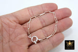 925 Sterling Silver Bracelet or Necklace, Single or Double Wrap Rectangle Chunky Drawn Cable Chain, Large Clasp