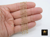 925 Sterling Silver Satellite Cable Chains, 14 K Gold Filled 2.1 mm Rondelle beads CH# 826, Unfinished 14 20 Hammered Flat Cable