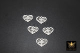 925 Sterling Silver Heart Charm, Silver Filigree Hearts #2149, Huggie charms