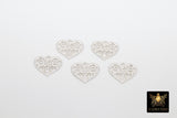 925 Sterling Silver Heart Charm, Silver Filigree Hearts #2149, Huggie charms