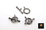 Black Plated Toggle Clasp Set, Ball End 14 x 19 Toggle Ring #2242, 22 mm Ball End T Bar Jewelry Findings