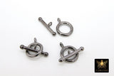 Black Plated Toggle Clasp Set, Ball End 14 x 19 Toggle Ring #2242, 22 mm Ball End T Bar Jewelry Findings