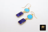 14 K Gold Blue Turquoise Earrings, Southwestern Gemstone Dangle Ear Wire Hooks, Baby Blue Howlite Jewelry