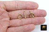 14 K Gold Filled Toggle Clasp, Thick Round Connectors Ring with Ball End Toggle Bar Clasps #2153, 12 x 15 mm