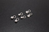 925 Sterling Silver Hoop Charms, Hooplet Dangle CZ Charms for Necklace # 2136, Ball Huggies or Bracelets
