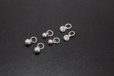 925 Sterling Silver Hoop Charms, Hooplet Dangle CZ Charms for Necklace #2136, Ball Huggies or Bracelets