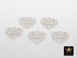 925 Sterling Silver Heart Charm, Silver Filigree Hearts # 2149, Huggie charms
