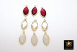 Clear Quartz Gold Charms, Moonstone Oval Marquis Leaf Shape Charms #2456, Pink Tourmaline Gold 925 Silver Gemstone Charms