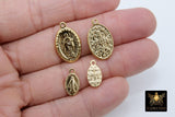 Gold Oval Virgin Mary Charm, Gold Steel Miraculous Madonna Bracelet Charms #2254, Minimalist Chain Necklace