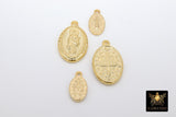 Gold Oval Virgin Mary Charm, Gold Steel Miraculous Madonna Bracelet Charms #2254, Minimalist Chain Necklace