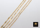 14 K Gold Filled Bar Chains, 925 Sterling Silver Sequin 2.7 mm Bar CH #750, Unfinished Dainty Chain