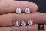 925 Silver Virgin Mary Charms, 14 mm Virgin Guadalupe # 896, Blessed Rosary Charms