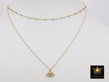 14 K Gold Filled Evil Eye Dainty Necklace, Clear Eye Cable Necklace, CZ Turquoise Blue Turkish Greek Evil Eye