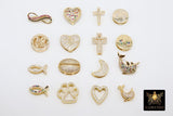 CZ Micro Pave Gold Heart Slider Charms, Butterfly Slider Bracelet, Ladybug Slide