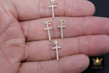 Gold CZ Cross Charms, Genuine Gold over 925 Sterling Silver Long Cross Charms # 214, Micro Pave Cubic Zirconia Cross Pendants