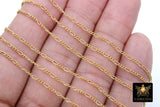 925 Sterling Silver Figaro Chains, Unfinished By The Foot CH #842, 1.5 mm 14 K Gold Filled Dainty Long and Short Link Chains
