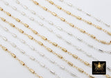 14 K Gold Filled Tube Bar Chain, Unfinished 925 Sterling Silver Sequin Long Tube Chains CH #825, 3.0 x 1.6 mm Boho Jewelry