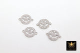 Silver CZ Pave Smiley Face Charms or Connectors, Gold Cubic Zirconia Happy Face #553, Tiny Necklace Charms 9 x 10 mm