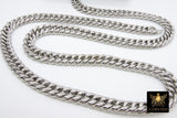 Silver Curb Chain, 304 Stainless Steel Large Heavy Flat 16.5 mm CH #249, Cuban Diamond Cut 11.6 mm Oval Unfinished Gold Chains