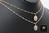 St. Christopher Necklace, 14 K Gold Filled Medallion Satellite Tube Beaded Chain Choker, Religious Traveler's Protection