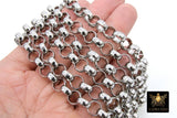 Silver ROLO Chain, 10 mm Stainless Steel Round Chains CH #105, Large Thick Unfinished Jewelry Chains