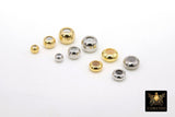 Gold Slider Beads, 8 pcs Round Chain Silicon Stopper Bolo Silver Beads # 3289, DIY Bracelets Flat Metal Plated Styles for Adjustable Jewelry