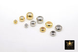 Gold Slider Beads, 8 pcs Round Chain Silicon Stopper Bolo Silver Beads # 3289, DIY Bracelets Flat Metal Plated Styles for Adjustable Jewelry