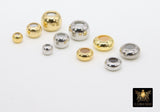 Gold Slider Beads, 8 pcs Round Chain Silicon Stopper Bolo Silver Beads # 3289, DIY Bracelets Flat Metal Plated Styles for Adjustable Jewelry