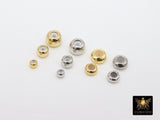 Gold Slider Beads, 8 pcs Round Chain Silicon Stopper Bolo Silver Beads # 3289, DIY Bracelets Flat Metal Plated Styles for Adjustable Jewelry