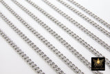 Stainless Steel Chain, 304 Silver Flat Dainty Curb Chains CH #107, 6 mm Unfinished Cable Necklace Chains