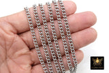 Stainless Steel Chain, 304 Silver Flat Dainty Curb Chains CH #107, 6 mm Unfinished Cable Necklace Chains