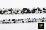 Black and White Beads, Black and White Dyed Pattern Boho Beads BS #87, sizes in 4 mm 8 mm 10 mm 16 inch FULL Strands