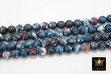 Smooth Round White and Blue Beads, Navy and Rust Jewelry Beads BS #89, sizes in 8 mm 15.75 inch Strands - 8 mm / 1 Strand