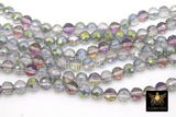 Faceted Pink Gray Round Crystal Beads, Shimmery Faceted AB Glass Jewelry Beads BS #91, sizes 8 mm 22 inch Strands