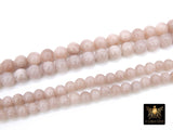 Smooth Round Beige Soft Pink Beads, Cream to Soft Pink Jade Jewelry Beads BS #92, sizes in 6 mm or 8 mm 15.75 inch Strands