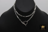 Silver Coin Necklace, 925 Sterling Silver Medallion Toggle Wrap Necklace, Rectangle Chain