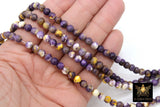 Purple and Gold Beads, Smooth Mixed Yellow Purple Jade Beads BS #95, LSU Jewelry Beads sizes 6 mm 16.5 inch Strands