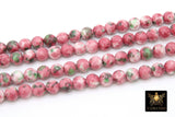 Pink and Mint Green Beads, Smooth Mixed Strawberry Jade Dyed Beads BS #96, Jewelry Beads sizes 4 mm 6 mm 8 mm 16.5 inch Strands