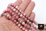 Pink and Mint Green Beads, Smooth Mixed Strawberry Jade Dyed Beads BS #96, Jewelry Beads sizes 4 mm 6 mm 8 mm 16.5 inch Strands