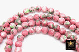 Pink and Mint Green Beads, Smooth Mixed Strawberry Jade Dyed Beads BS #96, Jewelry Beads sizes 4 mm 6 mm 8 mm 16.5 inch Strands