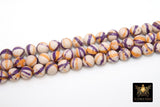 Purple and Gold Beads, Smooth Mixed Yellow Purple White Jade Beads BS# 102, LSU Jewelry Beads sizes 10 mm 15.5 inch Strands