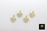 Gold CZ Heart Charms, Genuine Gold over 925 Silver Heart Charms, AG 165