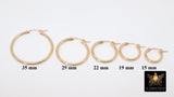 Gold Butterfly Hoop Earrings, 14 K Gold Filled Thick Hoop Dangle Charm Earrings #2136, 5 Sizes