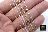 14 K Gold Filled Tube Bar Chain, Unfinished 925 Sterling Silver Sequin Long Tube Chains CH #825, 3.0 x 1.6 mm Boho Jewelry