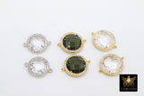 CZ Crystal Connector, Clear Gold Blue Bezel Links # 163, Faceted Bracelet Rose Gold Connector Jewelry DIY Findings