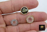 CZ Crystal Connector, Clear Gold Blue Bezel Links # 163, Faceted Bracelet Rose Gold Connector Jewelry DIY Findings