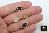 CZ Crystal Connector, Clear or Opal Gold Eye Shaped Bezel Links #155, Purple Faceted Bracelet Link