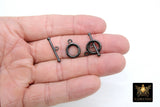 Gunmetal Black Plated Toggle Clasp Set, Ball End 12 x 16.25 Toggle Ring #2383, 23 mm Ball End T Bar Jewelry Findings