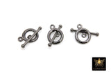 Gunmetal Black Plated Toggle Clasp Set, Ball End 12 x 16.25 Toggle Ring #2383, 23 mm Ball End T Bar Jewelry Findings