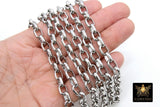 Silver ROLO Chain, 11 mm Stainless Steel Oval Chains CH #104, Large Thick Unfinished Jewelry Chains